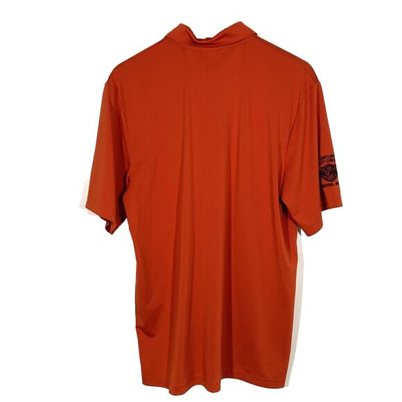 Harley Davidson Polo Shirt Men's Size Large Orange Century Medina Ohio Logo - Picture 6 of 7